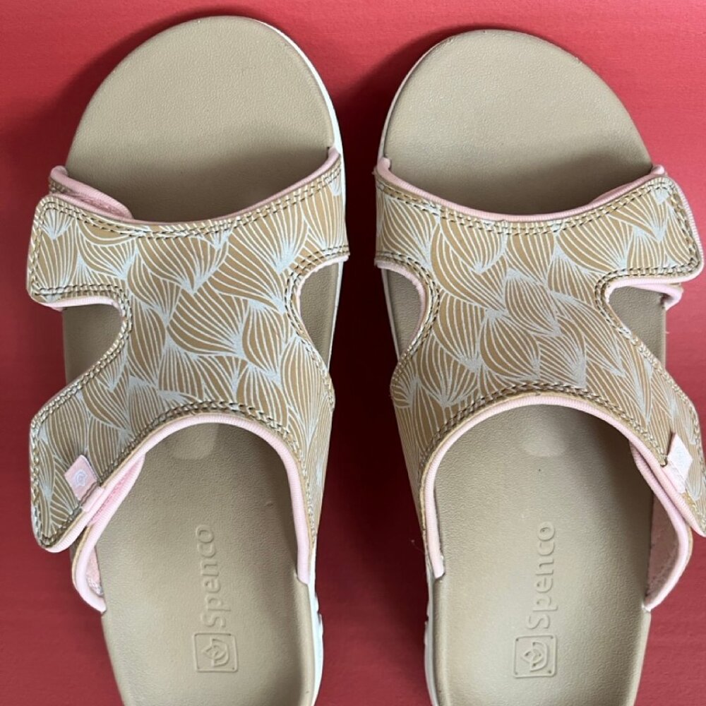 Spenco Women's Kholo Wave Slide Sandal Tan/Pink US8W/ EU39